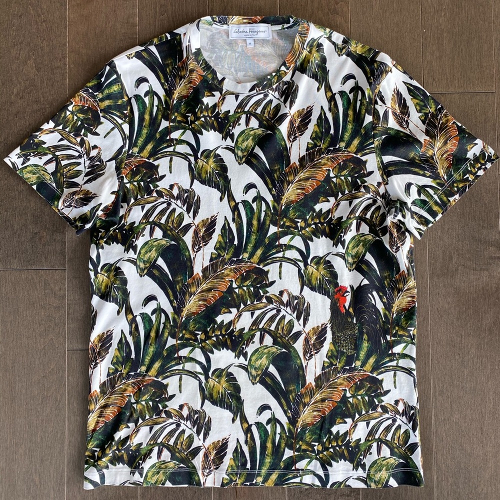 Salvatore Ferragamo tropical T-shirt.